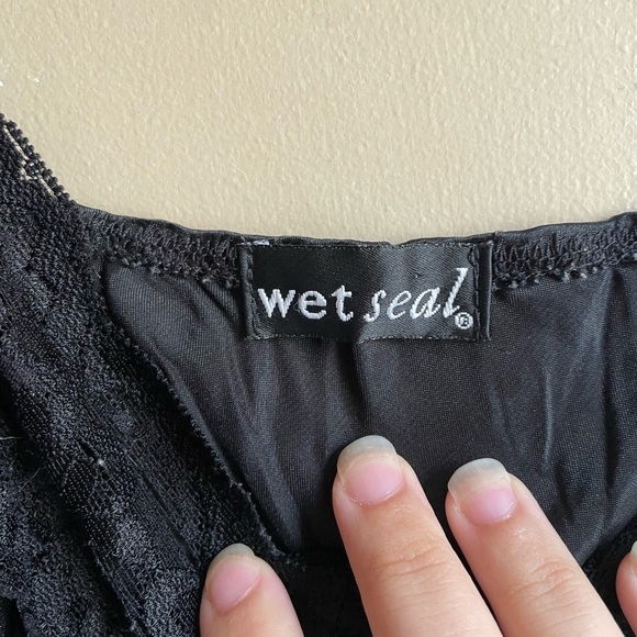 Y2K Wet Seal babydoll lace trim tank top size Small black fairy whimsigoth - Picture 2 of 13